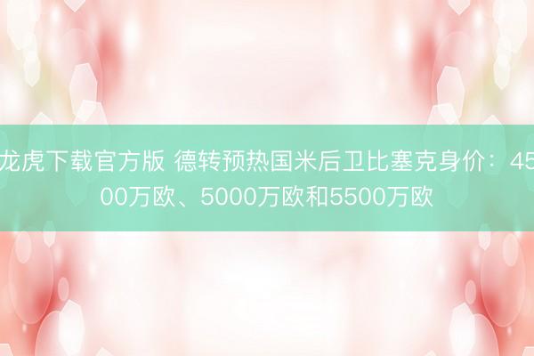 龙虎下载官方版 德转预热国米后卫比塞克身价：4500万欧、5000万欧和5500万欧
