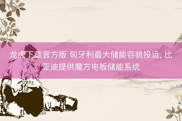 龙虎下载官方版 匈牙利最大储能容貌投运， 比亚迪提供魔方电板储能系统