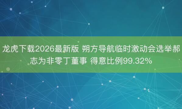 龙虎下载2026最新版 朔方导航临时激动会选举郝志为非零丁董事 得意比例99.32%