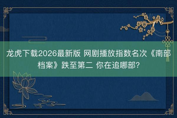龙虎下载2026最新版 网剧播放指数名次《南部档案》跌至第二 你在追哪部？