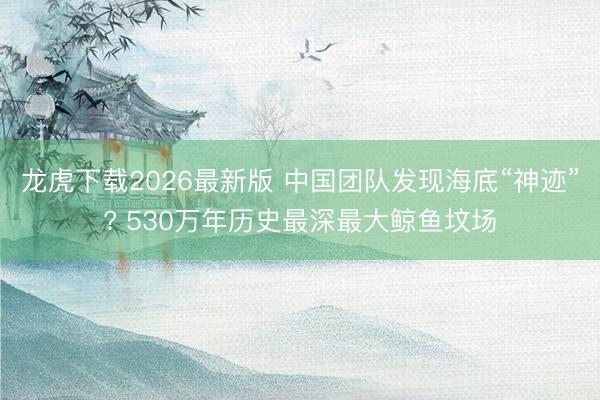 龙虎下载2026最新版 中国团队发现海底“神迹”? 530万年历史最深最大鲸鱼坟场